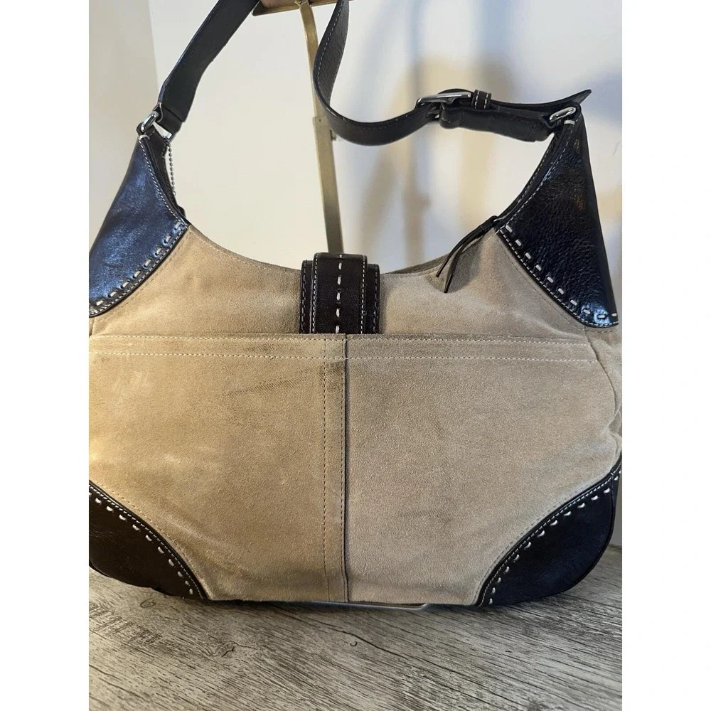 Coach Hamilton Suede‎ Camel Tan Leather Hobo Tote Shoulder Bag Purse